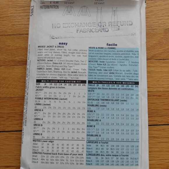 Formal Dress & Jacket Sewing Pattern Size 8-12 Diahann Carrol 5882 UNCUT - Picture 5 of 11